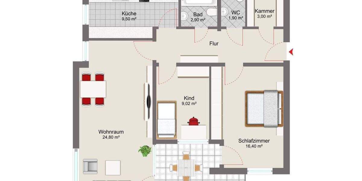Etagenwohnung Plattling - 3 Zimmer, 82 m&sup2;, 248.000&euro; | Angebot:25770612