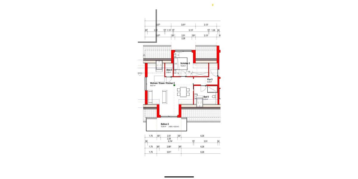 Neubau: Moderne 2-Zimmer-DG-Wohnung mit großem Balkon 2 zimmer