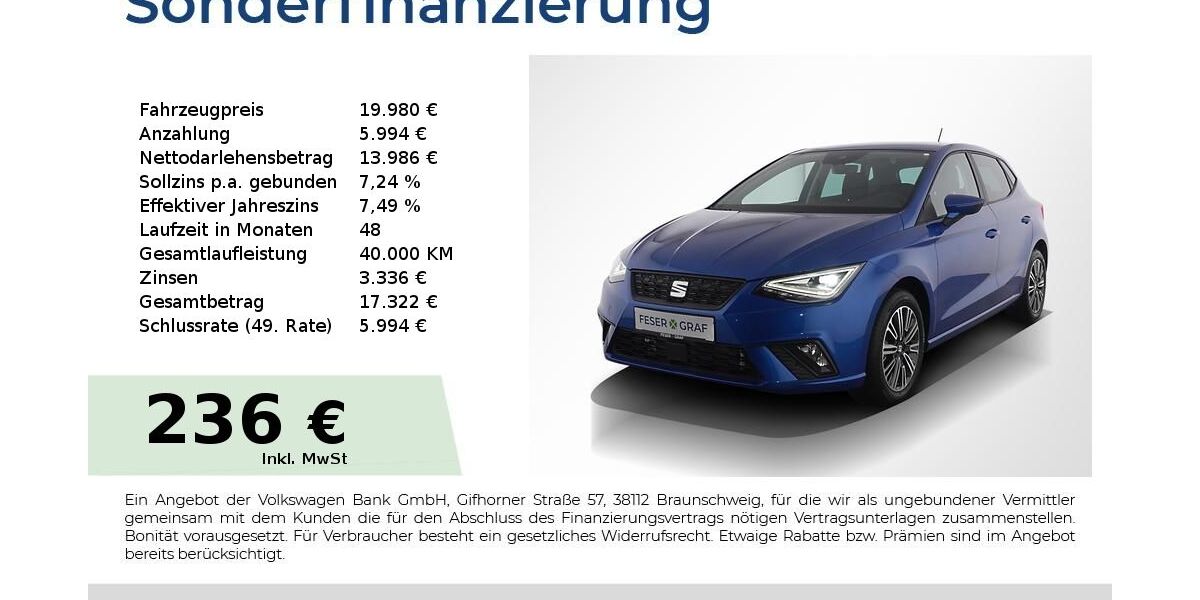 Seat Ibiza 2.300 km 19.480 &euro; Nürnberg 90441