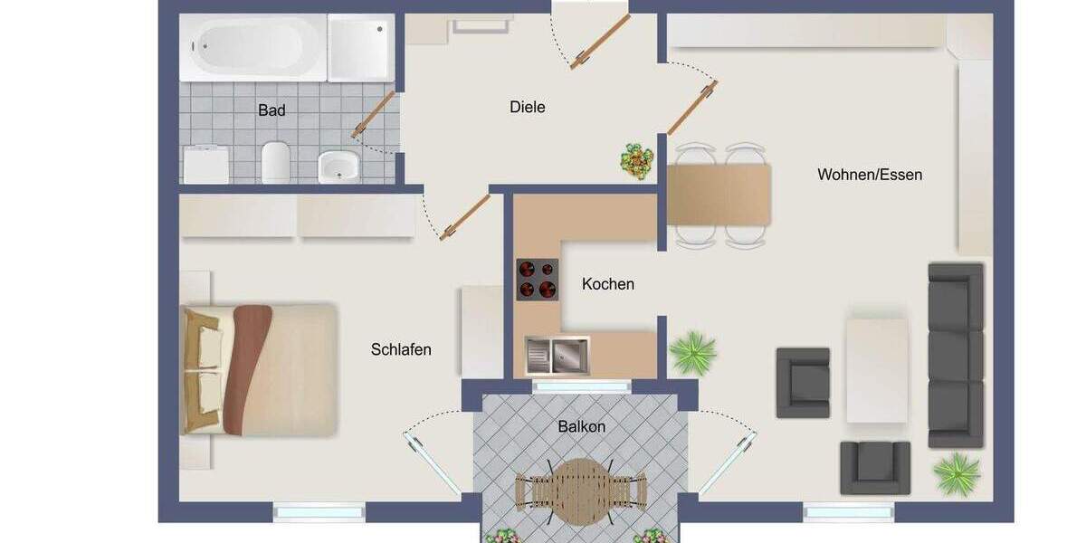 Etagenwohnung Laupheim - 2 Zimmer, 51 m&sup2;, 165.000&euro; | Angebot:25563239