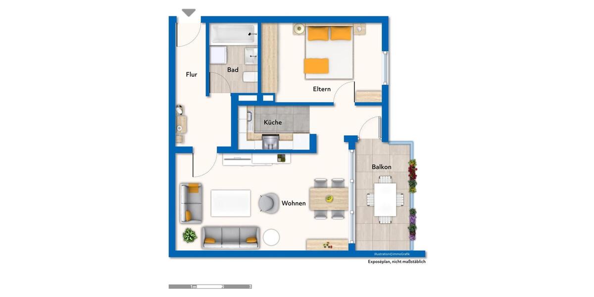 Etagenwohnung Ostfildern - 2 Zimmer, 55 m&sup2;, 1.200&euro; | Angebot:25483430