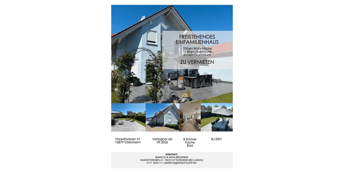 Einfamilienhaus Essingen - 8 Zimmer, 202 m&sup2;, 2.200&euro; | Angebot:26424935