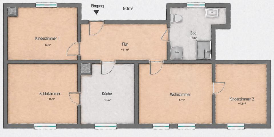 Erdgeschoßwohnung Bördeland - 4 Zimmer, 90 m&sup2;, 486&euro; | Angebot:26365711