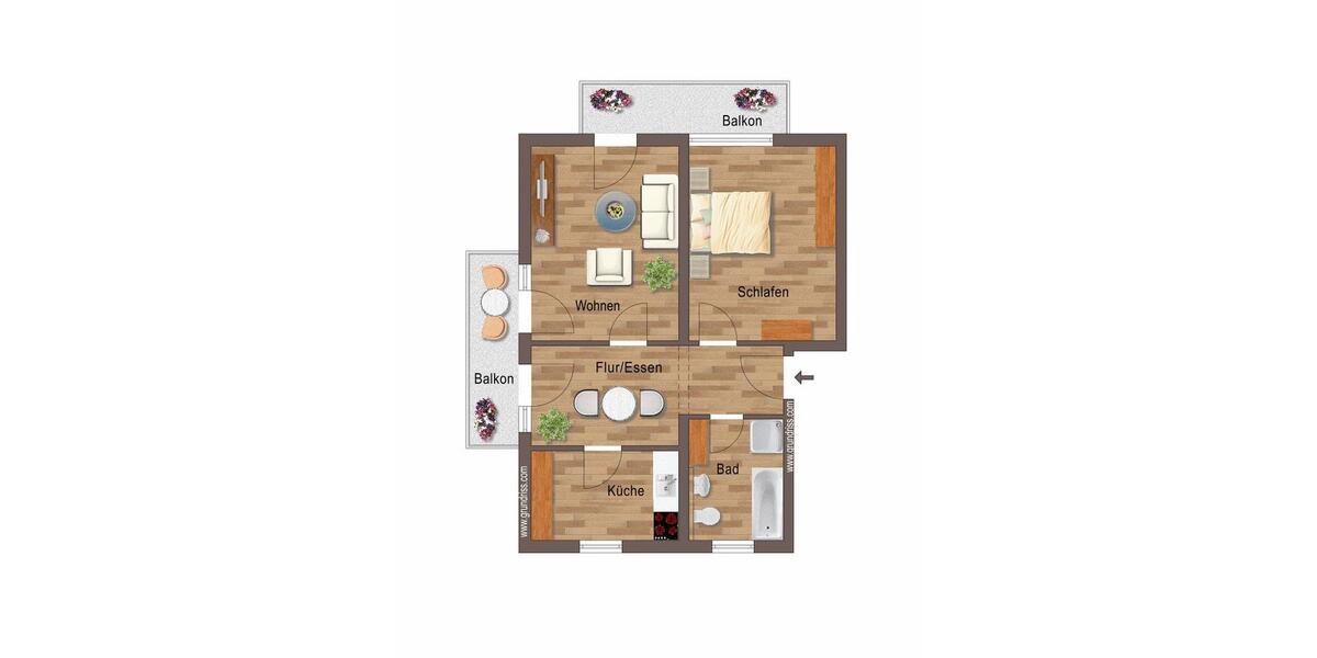 Frisch sanierte 2-Zimmer-Wohnung mit EBK & Stellplatz 2 zimmer