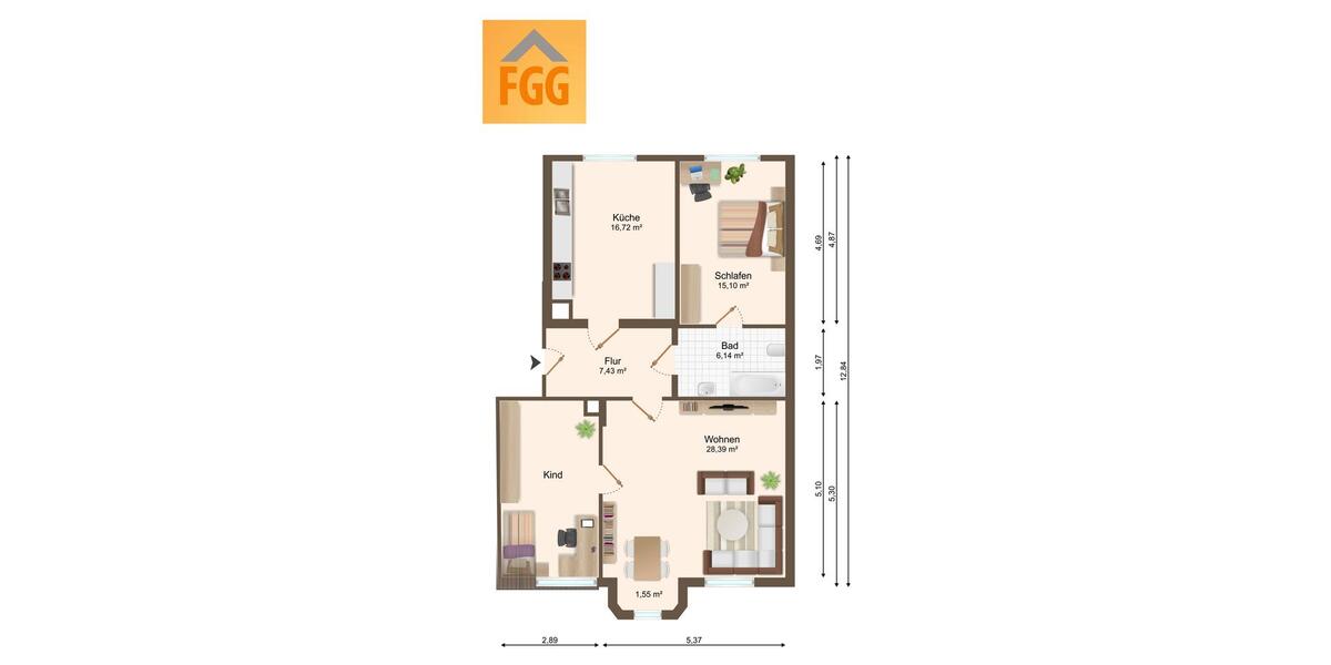 Dachgeschoßwohnung Falkenstein/Vogtland Vogtland - 3 Zimmer, 87 m&sup2;, 480&euro; | Angebot:26339284