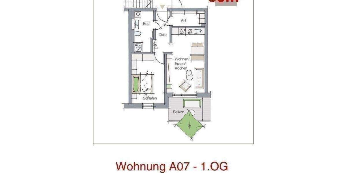 Terrassenwohnung Nürnberg Kornburg - 2 Zimmer, 54 m&sup2;, 281.538&euro; | Angebot:26435729