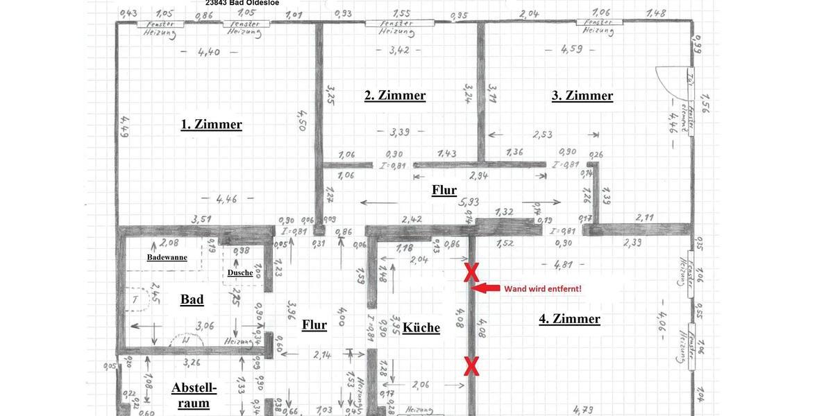 Etagenwohnung Bad Oldesloe - 4 Zimmer, 103 m&sup2;, 1.190&euro; | Angebot:26351439