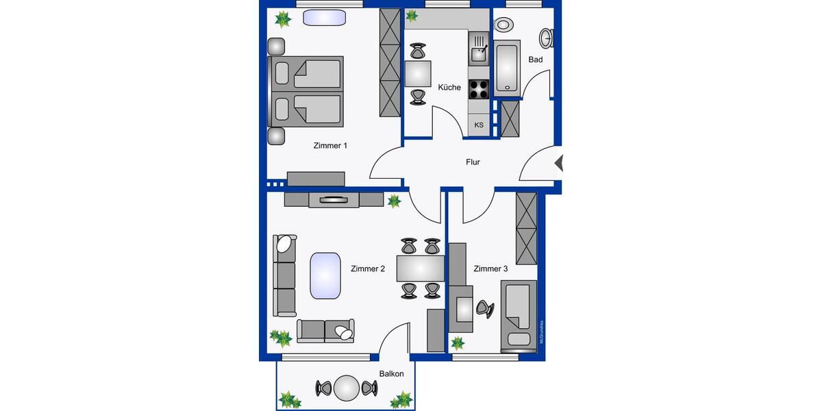 Etagenwohnung Rendsburg - 3 Zimmer, 72 m&sup2;, 579&euro; | Angebot:26366996