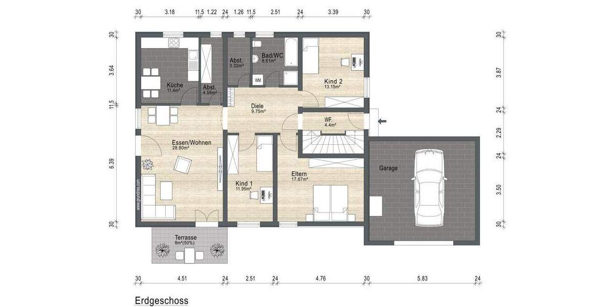 Etagenwohnung Mühlhausen - 4 Zimmer, 112 m&sup2;, 275.000&euro; | Angebot:25661906