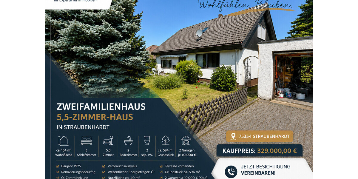 Reserviert - 1-2 Famhaus in sehr toller Lage - Zweifamilienhaus Straubenhardt | Angebot:27023546