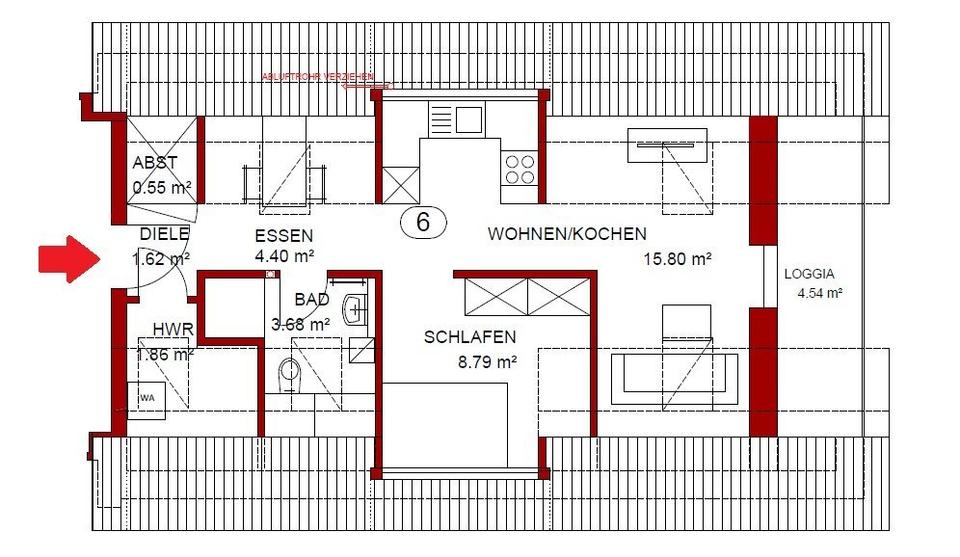 Dachgeschoßwohnung Oldenburg Alexandersfeld - 2 Zimmer, 39 m&sup2;, 665&euro; | Angebot:25418698