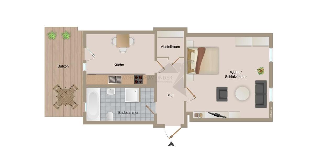Dachgeschoßwohnung Zwickau - 1 Zimmer, 59 m&sup2;, 369&euro; | Angebot:26038804