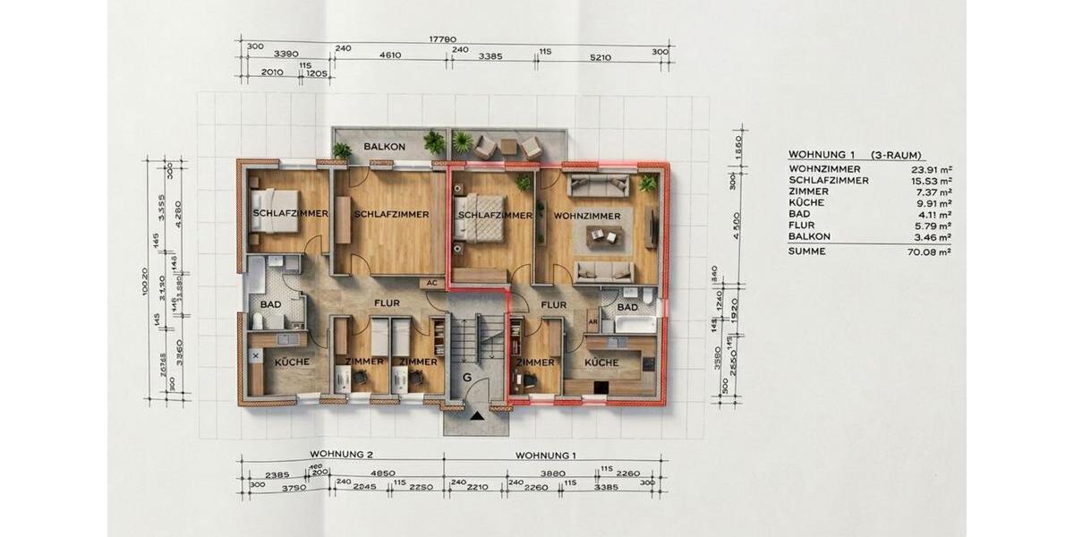 Hochparterre Werder (Havel) - 3 Zimmer, 70 m&sup2;, 139.000&euro; | Angebot:23475080