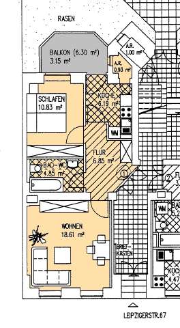 Etagenwohnung Zwickau Pölbitz - 2 Zimmer, 52 m&sup2;, 50.000&euro; | Angebot:25802832