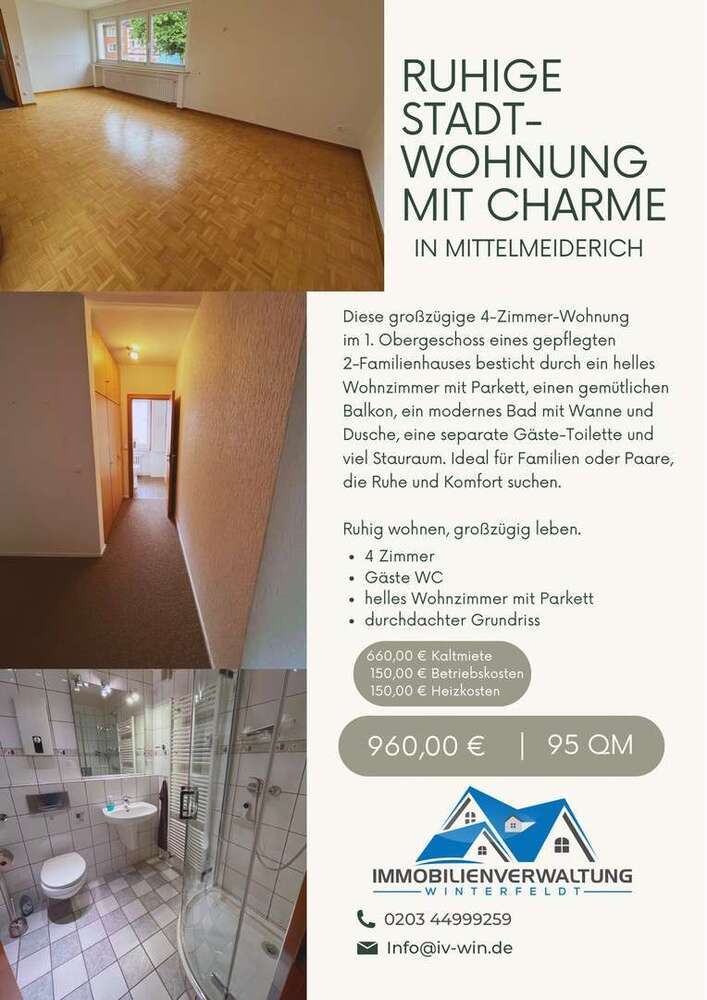 Wohnung zum Mieten in Duisburg 660 € 95 m²