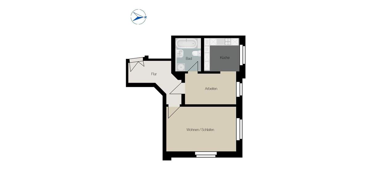 Etagenwohnung Leipzig Schönefeld-Abtnaundorf - 1 Zimmer, 48 m&sup2;, 115.000&euro; | Angebot:25472595