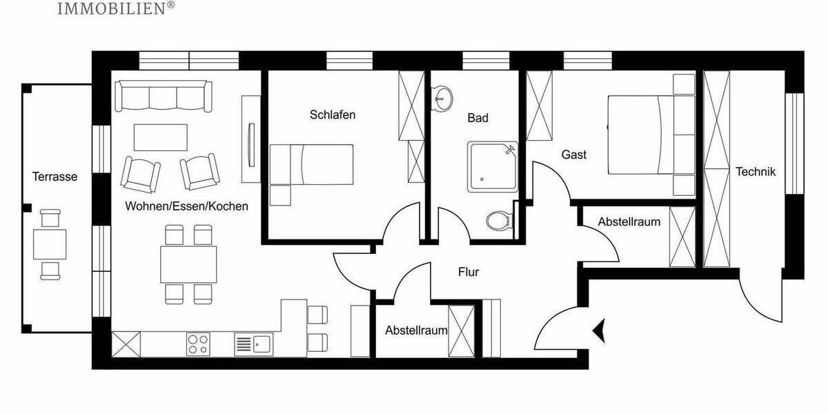 Etagenwohnung Moormerland Neermoor - 2 Zimmer, 78 m&sup2;, 319.000&euro; | Angebot:26841663