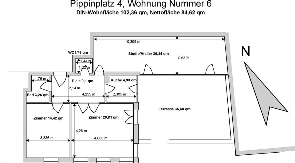 Etagenwohnung Gauting - 3 Zimmer, 102 m&sup2;, 789.000&euro; | Angebot:26544863