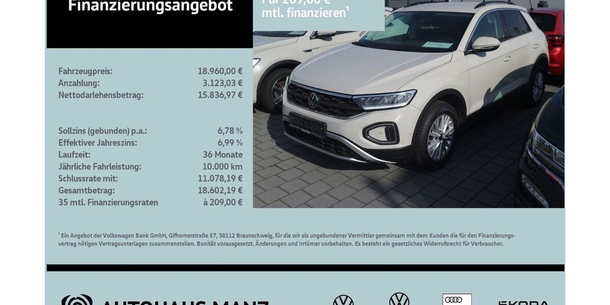 VW T-Roc 33.721 km 18.959 &euro; Schwarzenfeld 92521