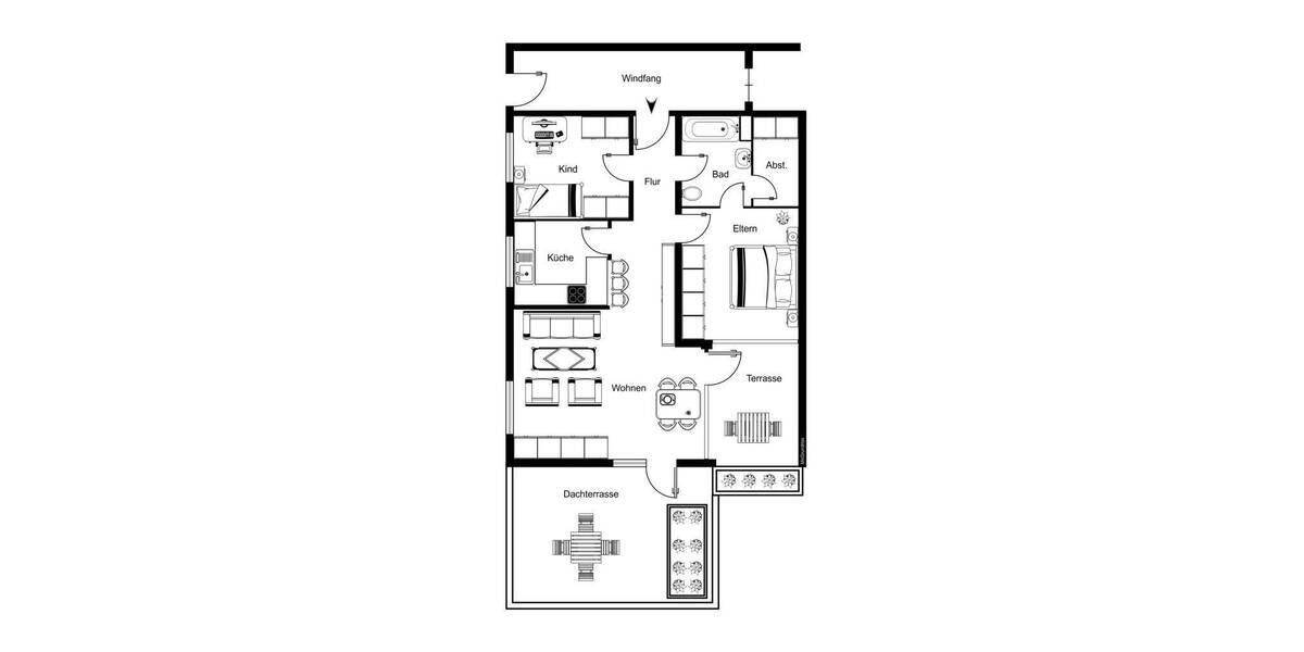 Terrassenwohnung Wentorf - 2 Zimmer, 76 m&sup2;, 340.000&euro; | Angebot:26815955