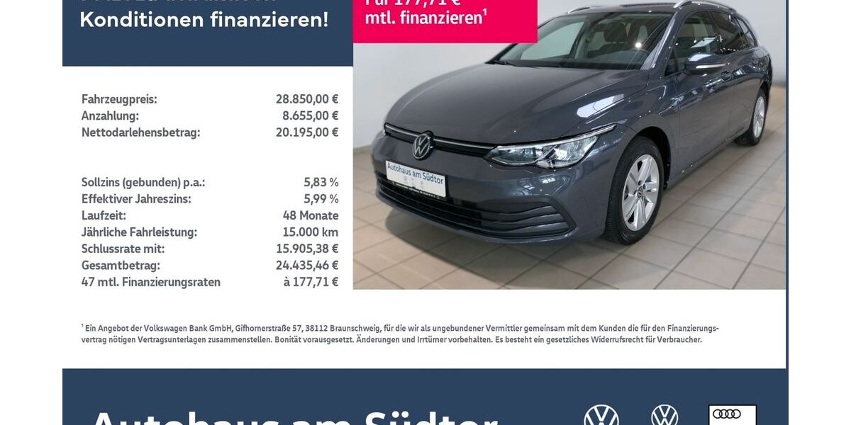 VW Golf 28.720 km 28.850 &euro; Rietberg 33397