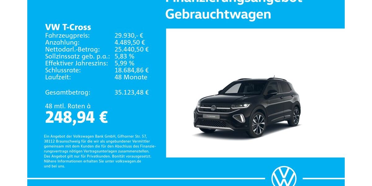 VW T-Cross 1.505 km 29.630 &euro; Stuttgart-Wangen 70188