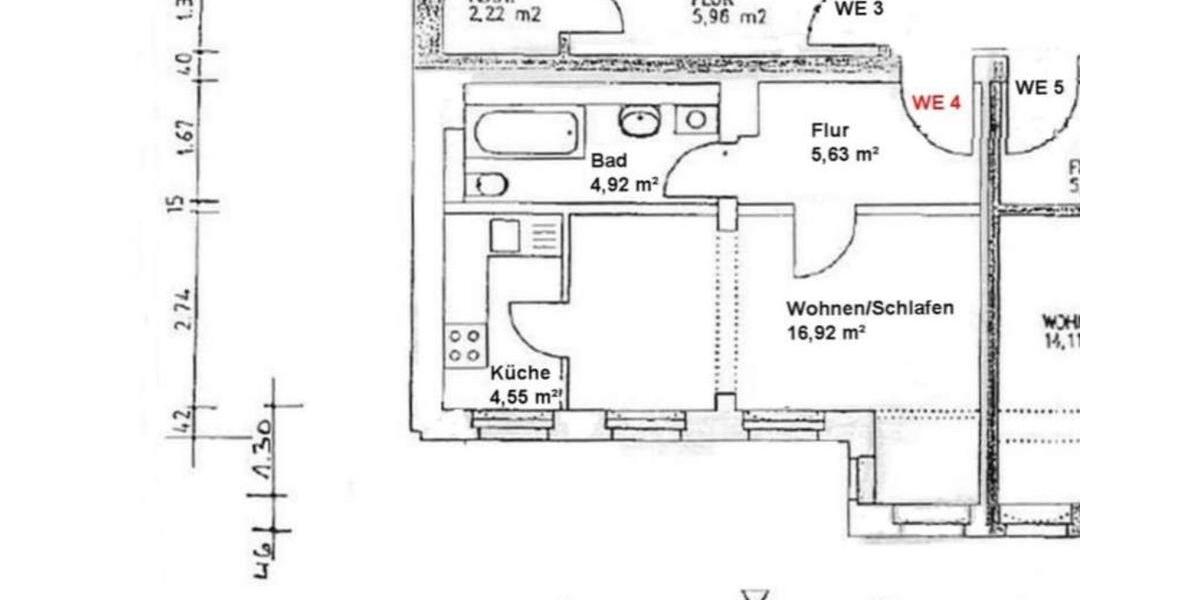 Etagenwohnung Halle (Saale) Am Wasserturm/Thaerviertel - 1 Zimmer, 32 m&sup2;, 390&euro; | Angebot:25637927