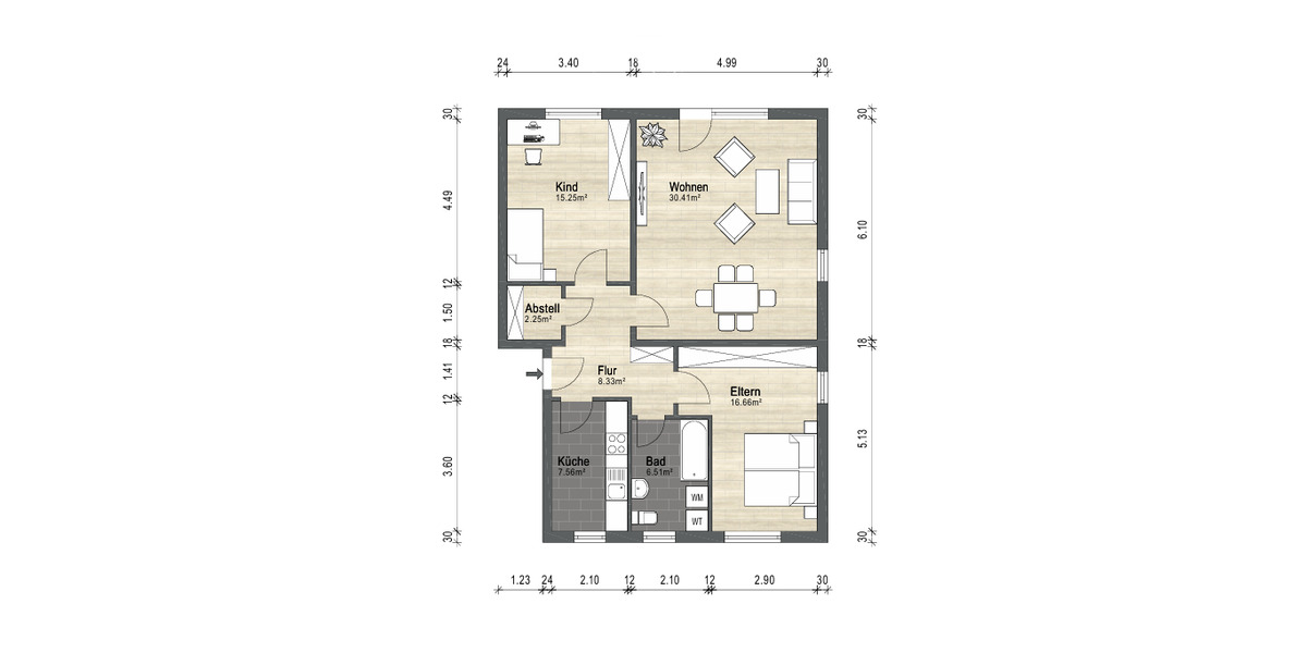 Etagenwohnung Affinghausen - 3 Zimmer, 86 m&sup2;, 113.000&euro; | Angebot:25683483