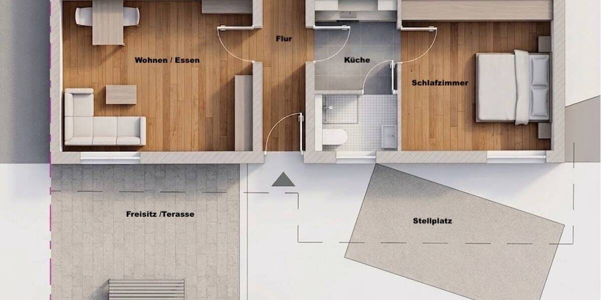 Etagenwohnung Ulm Söflingen - 2 Zimmer, 52 m&sup2;, 209.000&euro; | Angebot:26318658