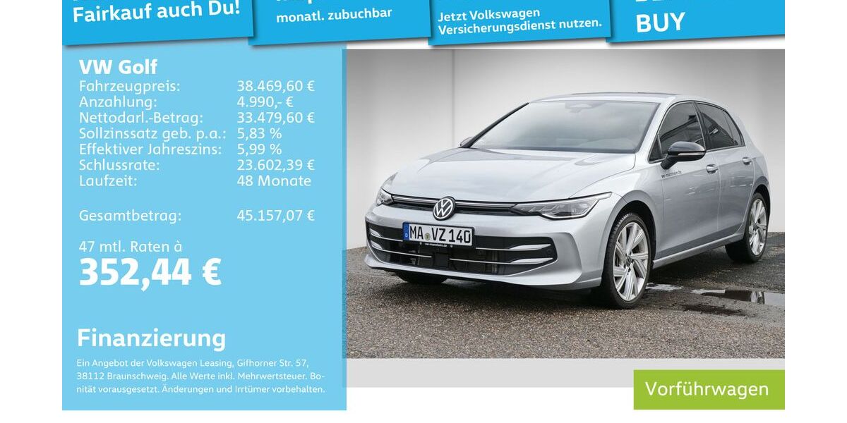 VW Golf 9.900 km 36.990 &euro; Mannheim 68309