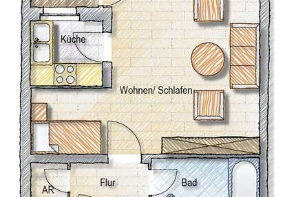 Wohnung Lüneburg-Kaltenmoor Kaltenmoor - 1 Zimmer, 39 m&sup2;, 650&euro; | Angebot:27315016