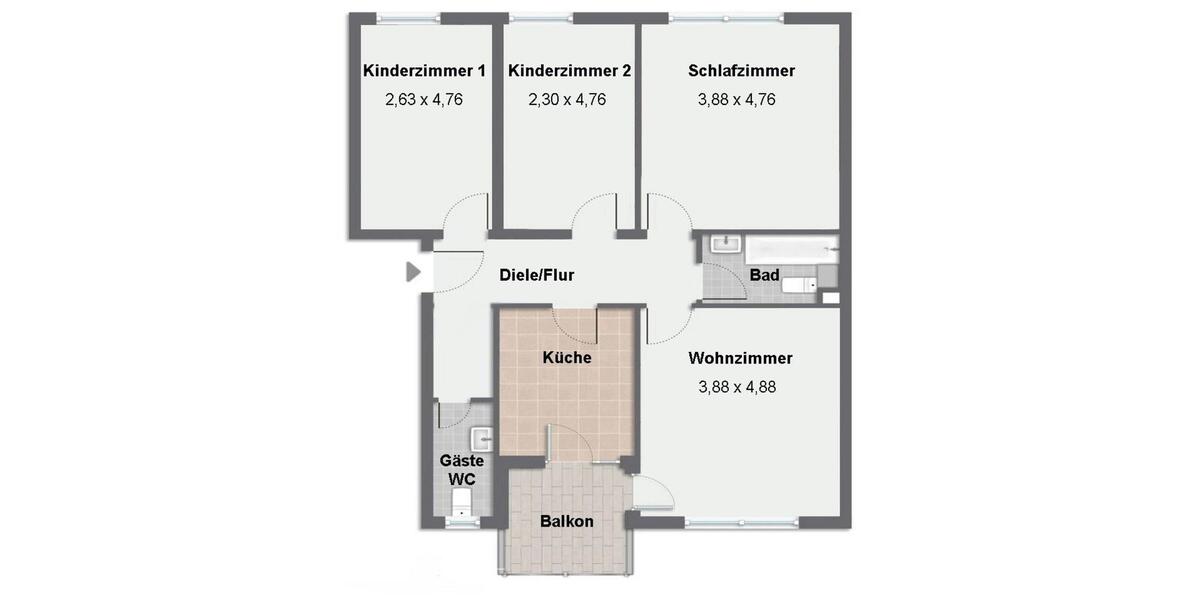 Etagenwohnung Großostheim - 4 Zimmer, 87 m&sup2;, 325.000&euro; | Angebot:24750875