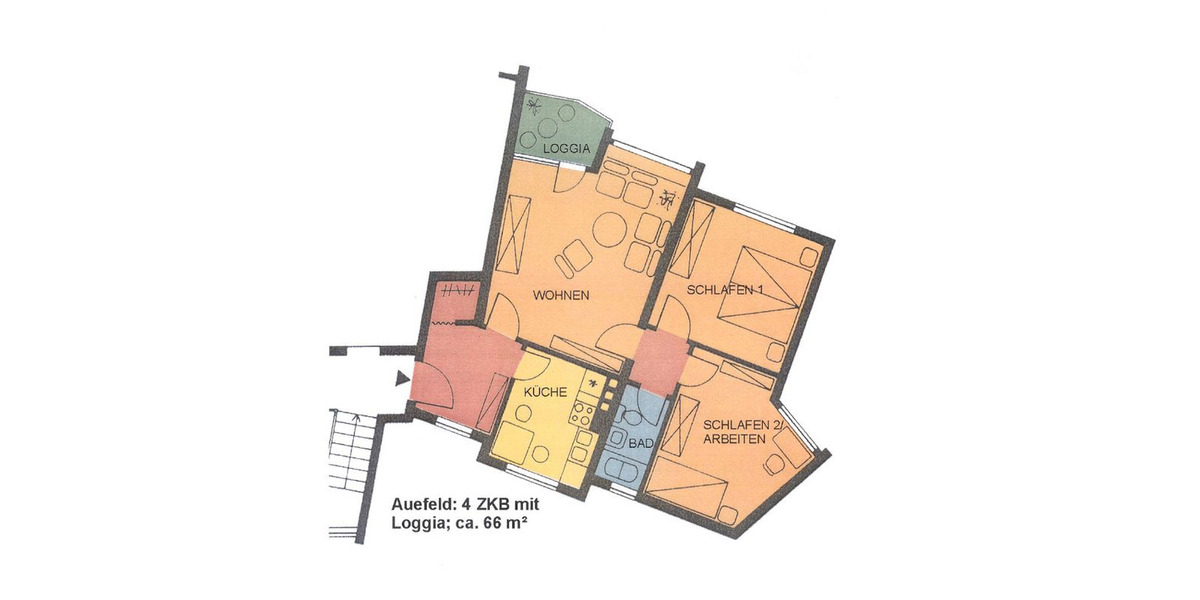 Etagenwohnung Kassel Süd - 3 Zimmer, 66 m&sup2;, 580&euro; | Angebot:25566904
