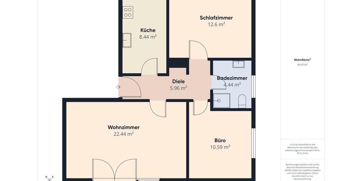 Erdgeschoßwohnung Walsrode - 3 Zimmer, 65 m&sup2;, 620&euro; | Angebot:25542272