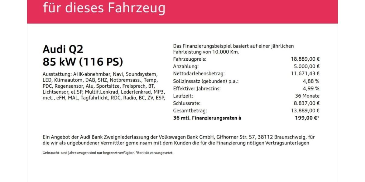 Audi Q2 40.510 km 18.889 &euro; Wuppertal 42109