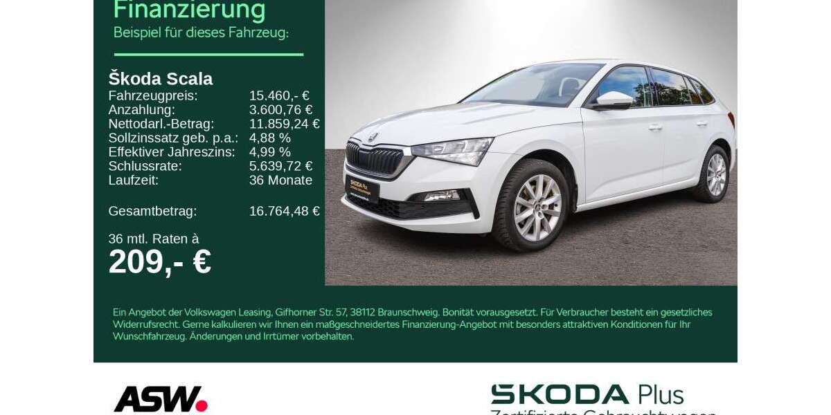Skoda Scala 61.000 km 15.460 &euro; Heilbronn 74076
