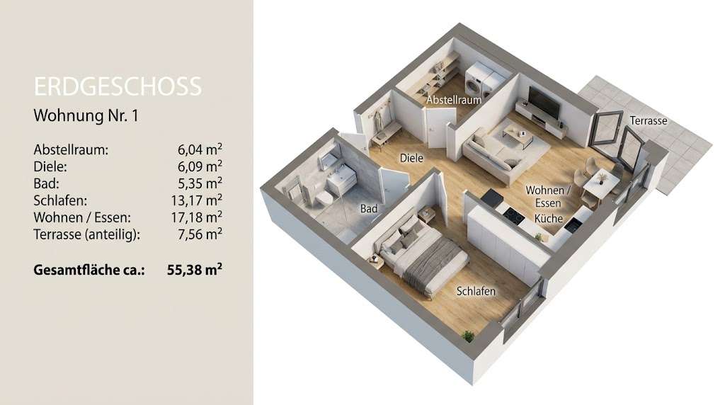 Etagenwohnung Hemmoor - 2 Zimmer, 55 m&sup2;, 260.295&euro; | Angebot:27103325