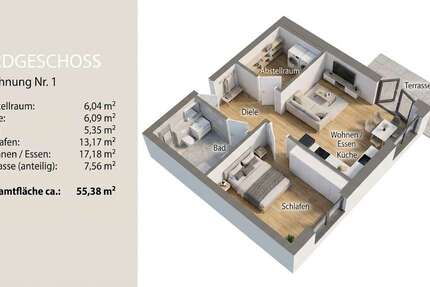 Wohnung Hemmoor - 2 Zimmer, 55 m&sup2;, 260.295&euro; | Angebot:27103325