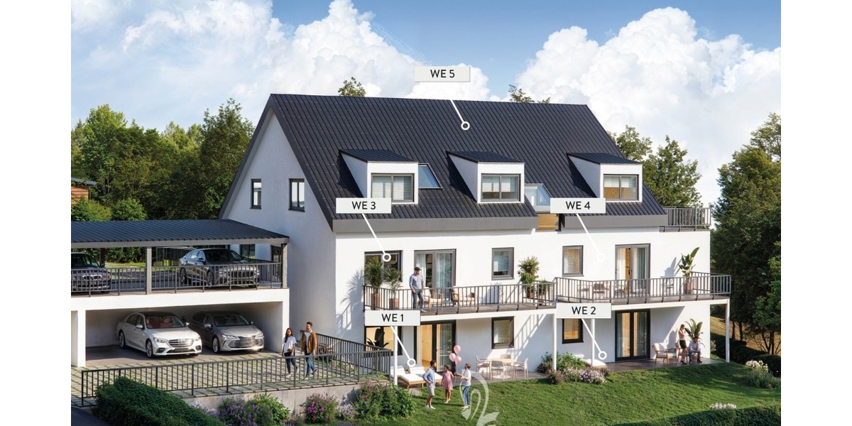 Ganze Etage, Balkonterrassenwohnung - 4,5 Zimmer - Neubau mit 5 Wohneinheiten, hier WE 5 - Dachgeschoßwohnung Höchberg | Angebot:26143368