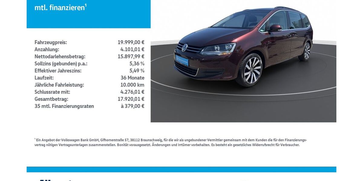 VW Sharan 95.915 km 19.999 &euro; Leinefelde-Worbis/DE 37327