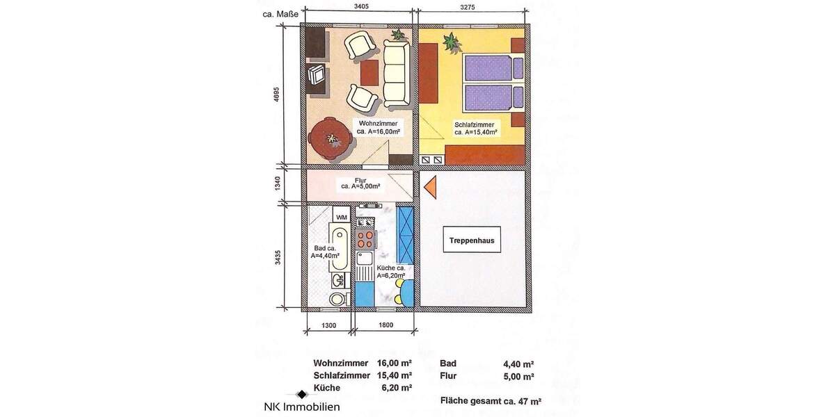 Etagenwohnung Limbach-Oberfrohna Oberfrohna - 2 Zimmer, 47 m&sup2;, 39.950&euro; | Angebot:25629883