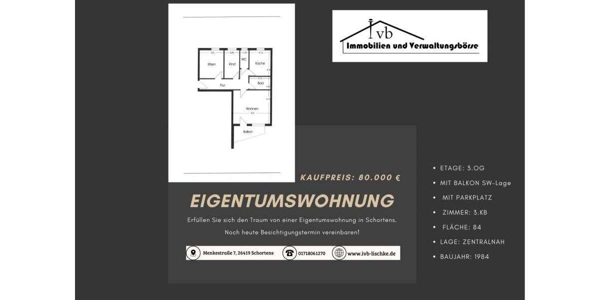 Etagenwohnung Schortens - 5 Zimmer, 84 m&sup2;, 80.000&euro; | Angebot:25446842