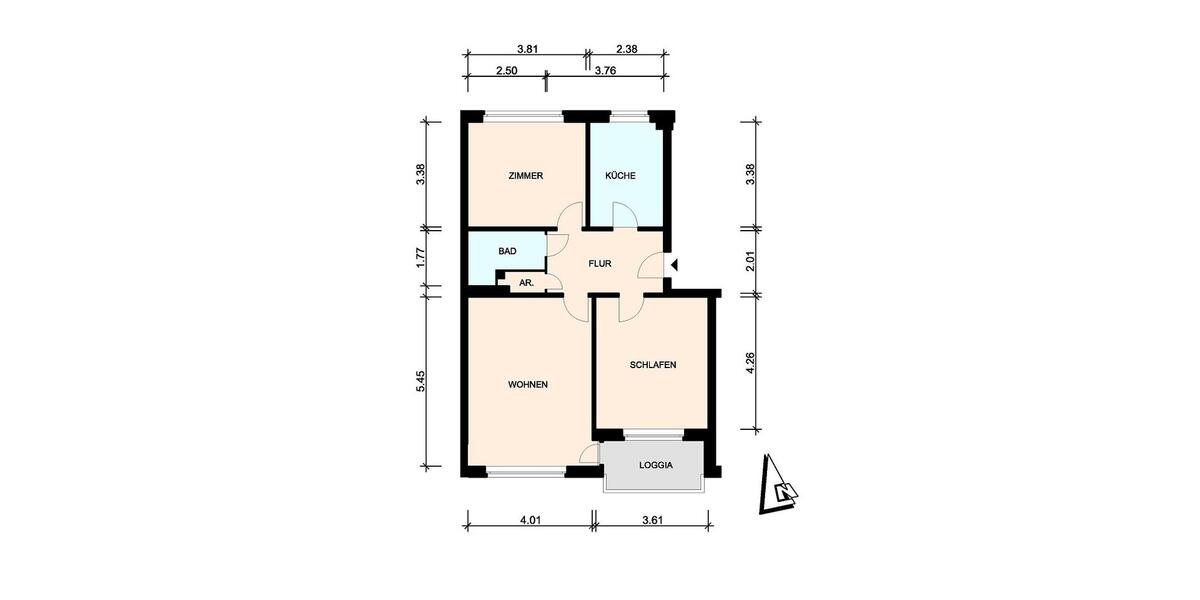 Etagenwohnung Klein Nordende - 3 Zimmer, 72 m&sup2;, 615&euro; | Angebot:26664797
