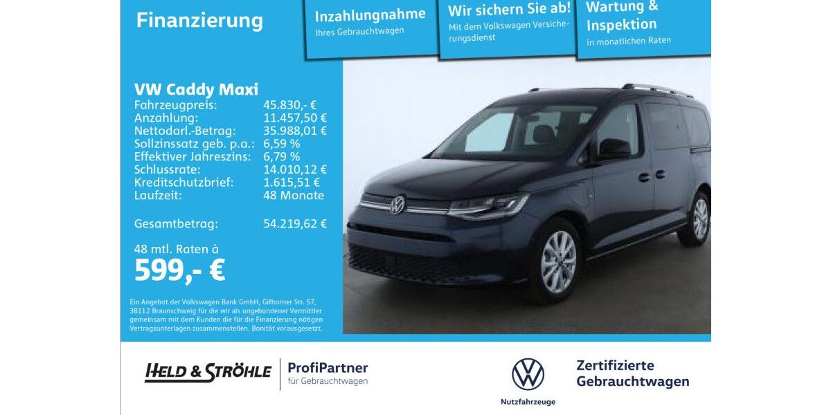 VW Caddy Maxi 12.400 km 45.830 &euro; Ulm 89079