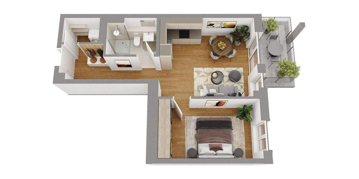 Etagenwohnung Neu-Ulm Ludwigsfeld - 2 Zimmer, 55 m&sup2;, 339.160&euro; | Angebot:25261763