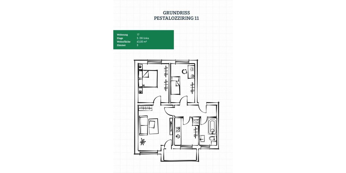 Etagenwohnung Aldenhoven - 3 Zimmer, 63 m&sup2;, 630&euro; | Angebot:26036438