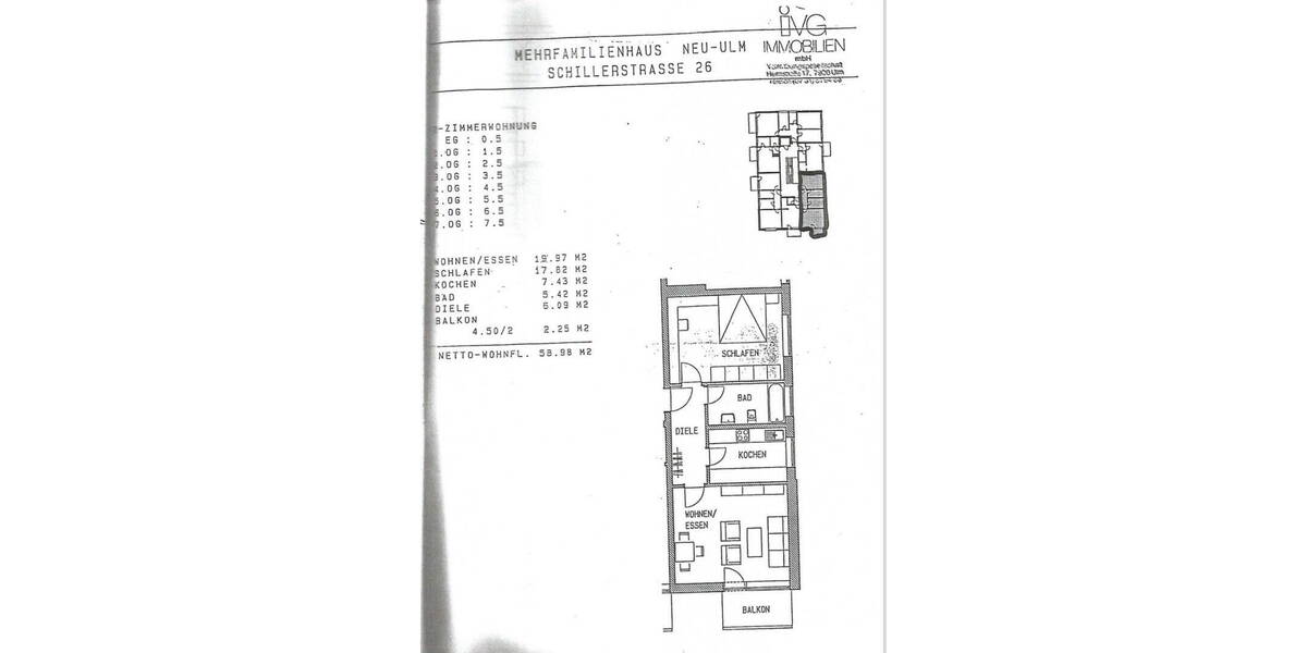 Etagenwohnung Neu-Ulm Stadtmitte - 2 Zimmer, 59 m&sup2;, 190.000&euro; | Angebot:26339422
