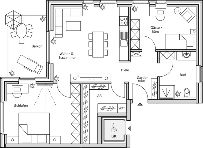 3-Zimmer-Wohnung in Burgsteinfurt, Zentral zimmer