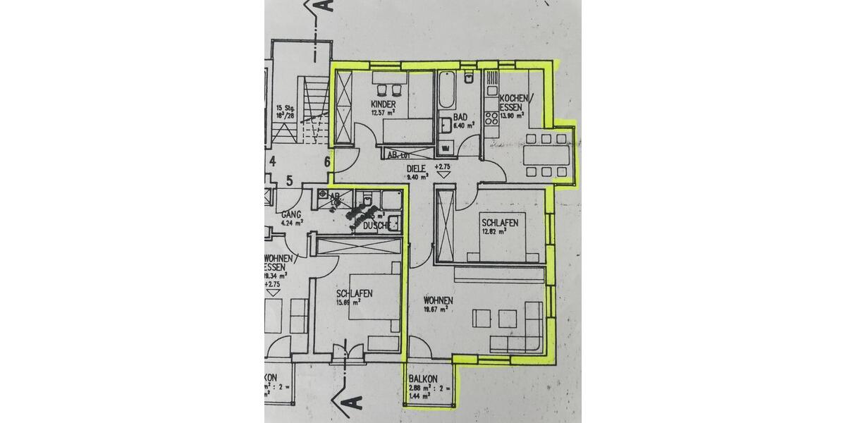 Etagenwohnung Ansbach - 3 Zimmer, 77 m&sup2;, 265.000&euro; | Angebot:25639662