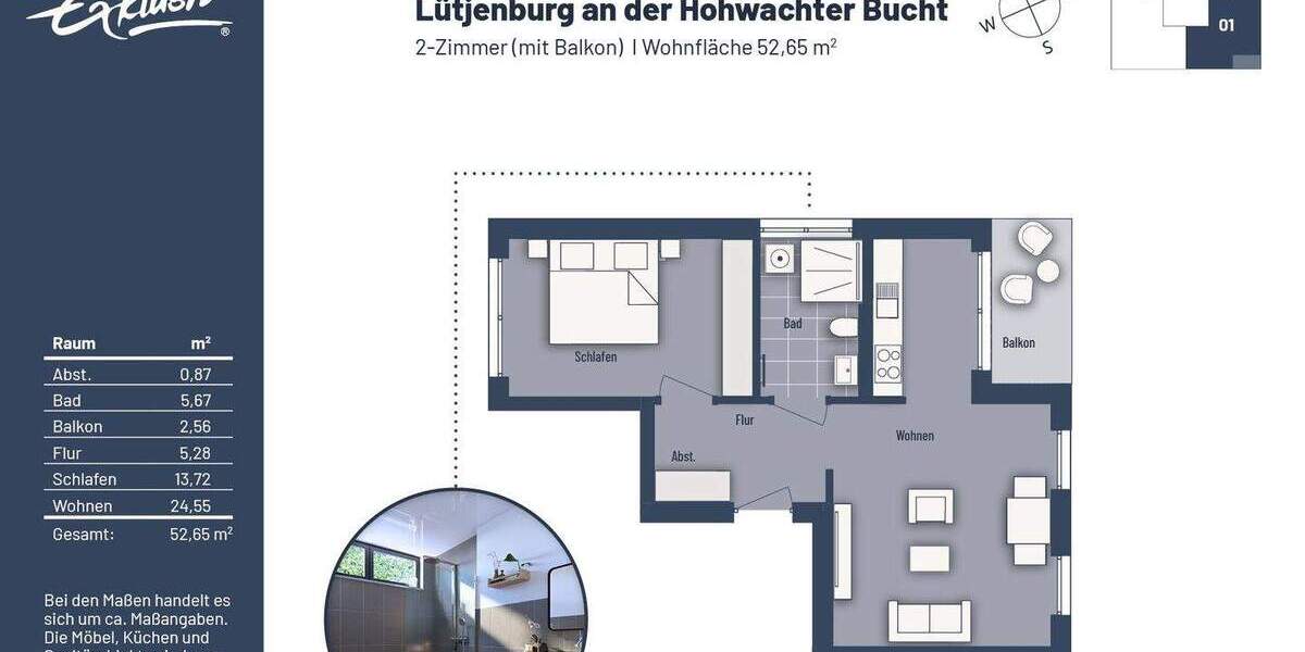 Etagenwohnung Lütjenburg - 2 Zimmer, 52 m&sup2;, 239.000&euro; | Angebot:25777368